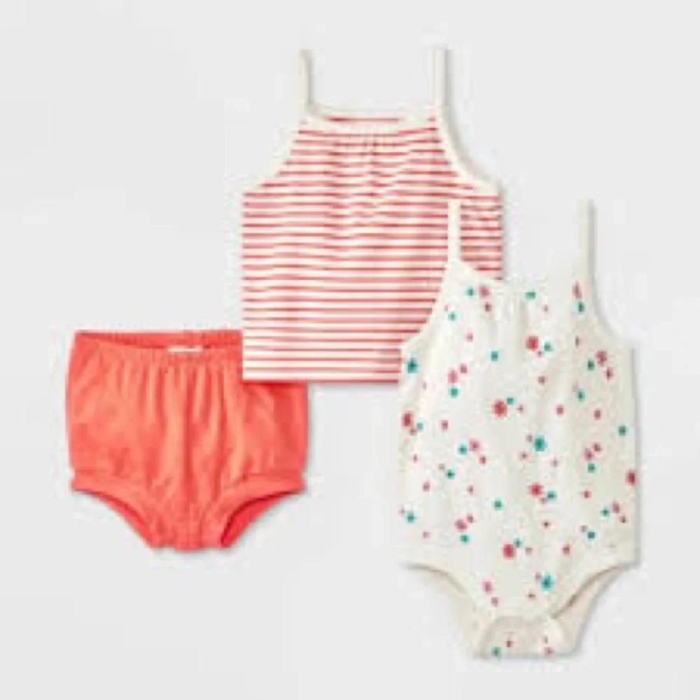 Cat & Jack Coral and Floral Diaper Cover Set